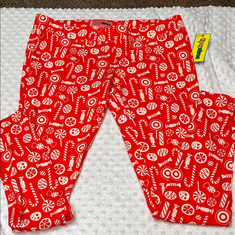 Tipsyelves Leggings - Red Candy Print